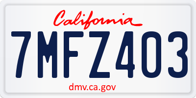 CA license plate 7MFZ403