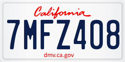 CA license plate 7MFZ408