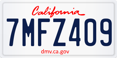 CA license plate 7MFZ409