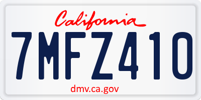 CA license plate 7MFZ410