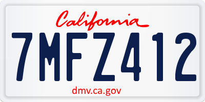 CA license plate 7MFZ412