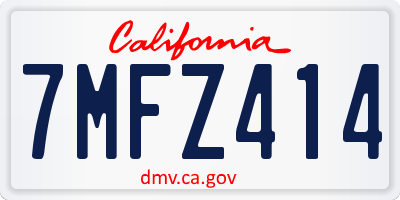 CA license plate 7MFZ414