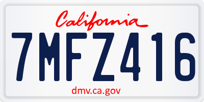 CA license plate 7MFZ416