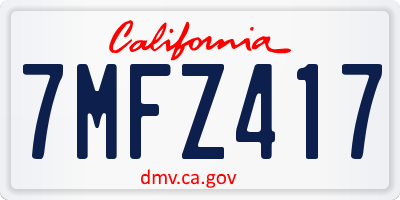 CA license plate 7MFZ417