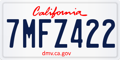 CA license plate 7MFZ422