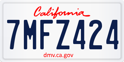 CA license plate 7MFZ424