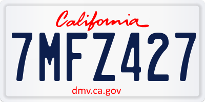 CA license plate 7MFZ427