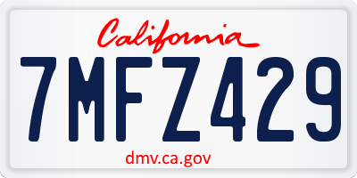 CA license plate 7MFZ429