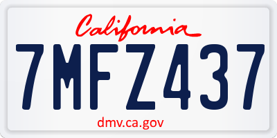 CA license plate 7MFZ437