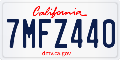 CA license plate 7MFZ440