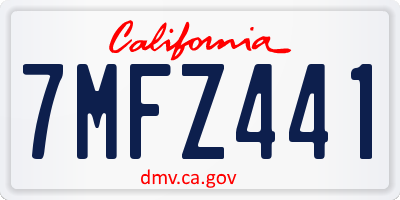 CA license plate 7MFZ441