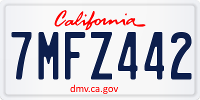 CA license plate 7MFZ442
