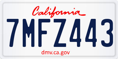 CA license plate 7MFZ443