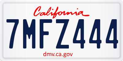 CA license plate 7MFZ444