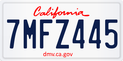 CA license plate 7MFZ445