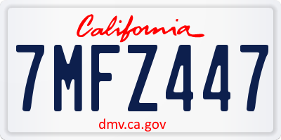 CA license plate 7MFZ447