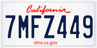 CA license plate 7MFZ449