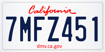 CA license plate 7MFZ451