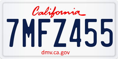 CA license plate 7MFZ455