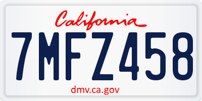 CA license plate 7MFZ458