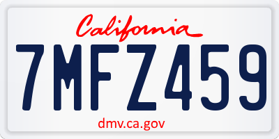 CA license plate 7MFZ459