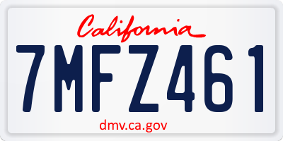 CA license plate 7MFZ461