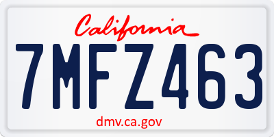 CA license plate 7MFZ463