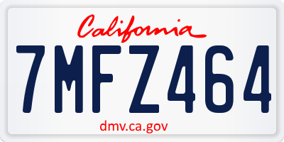CA license plate 7MFZ464