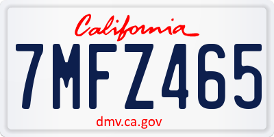 CA license plate 7MFZ465