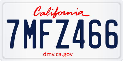 CA license plate 7MFZ466