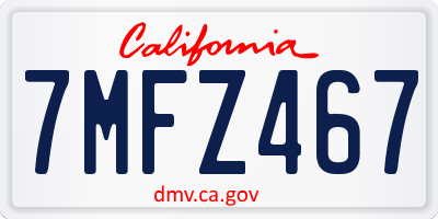 CA license plate 7MFZ467