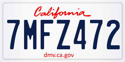 CA license plate 7MFZ472