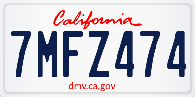 CA license plate 7MFZ474