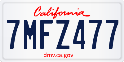 CA license plate 7MFZ477