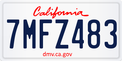CA license plate 7MFZ483