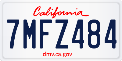 CA license plate 7MFZ484