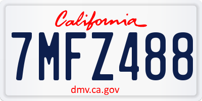 CA license plate 7MFZ488