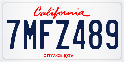 CA license plate 7MFZ489