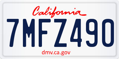 CA license plate 7MFZ490