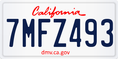 CA license plate 7MFZ493