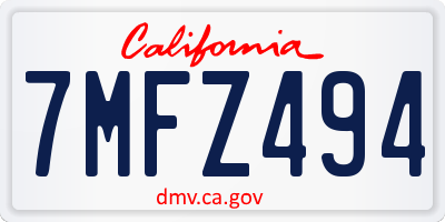 CA license plate 7MFZ494