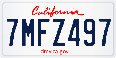 CA license plate 7MFZ497