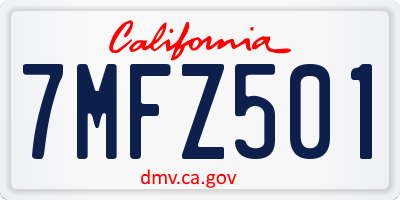 CA license plate 7MFZ501