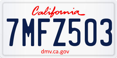 CA license plate 7MFZ503