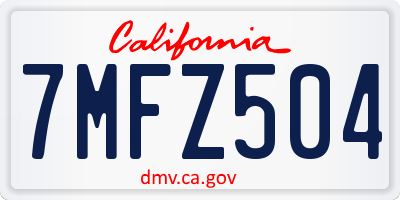 CA license plate 7MFZ504