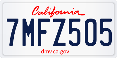 CA license plate 7MFZ505