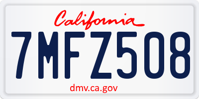 CA license plate 7MFZ508