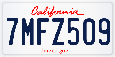 CA license plate 7MFZ509