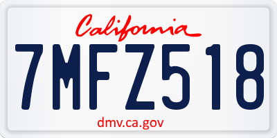 CA license plate 7MFZ518