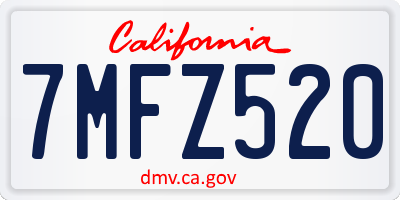 CA license plate 7MFZ520